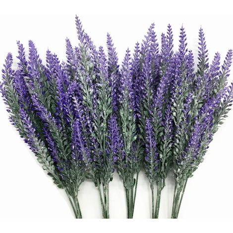 künstlicher Lavendel, Kunststoffpflanze künstlicher Blumenstrauß Familie Braut Hochzeit Büro Party Garten Balkon Innen und Außen DIY Kernel Layout Anordnung Simulation Handwerk Dekoration lila 4 Packu (1/5)