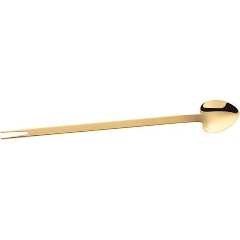 Cuillère-fourchette cœur inox doré long manche, polyvalente salade, dessert, yaourt