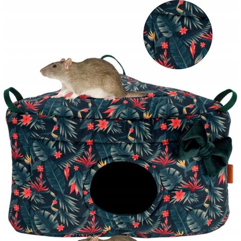 CASETTA ANGOLARE A FORMA DI GROTTA per criceti, degu e ratti, 34x24 cm, VERDE (1/5)