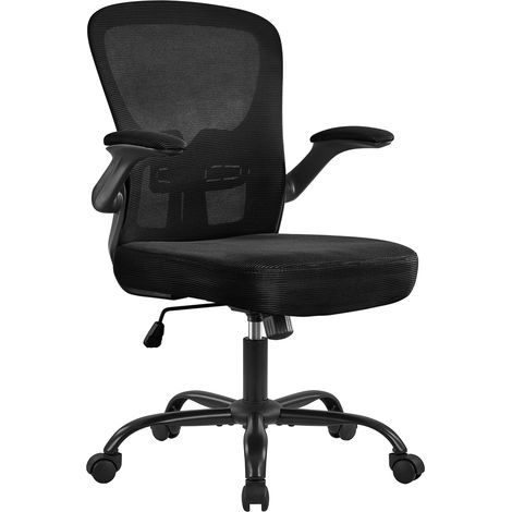 Homevive Silla de Oficina con Ruedas Negra Silla Ergonomica con Reposabrazo Ajustable Silla de Escritorio Despacho Silla de Malla Negra (1/5)
