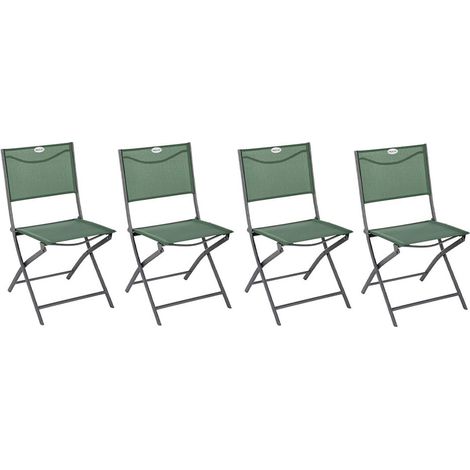 Hesperide – Lot de 4 chaises de jardin pliantes en métal – Assise en texaline – Charge maximale 110 kg – Dimensions 52 x 46 x 87 cm