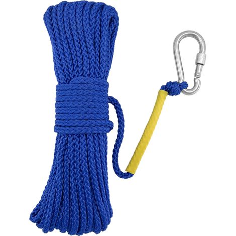 Nylon rope + spring hook orange/white/blue climbing safety rope outdoor high-altitude rope set - blue - f (1/4)