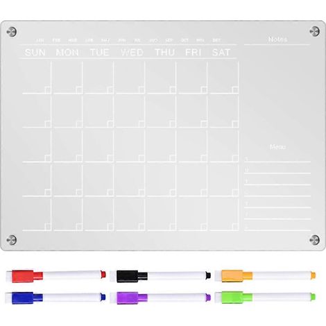 tableau mémo magnétique en acrylique avec stylos, planificateur hebdomadaire, tableau pour réfrigérateur, tableau d'écriture.-42X29.7CM-Transparent (1/3)