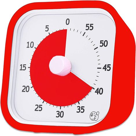 Minuteur visuel de 60 minutes, compte à rebours pour la classe, outil de gestion du temps pour enfants et adultes, minuteur de cuisine, rouge. (1/5)