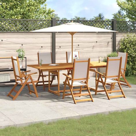 Ensemble à Manger de jardin 7 pcs-Salon de jardin bois d'acacia solide textilène 430224 (1/5)