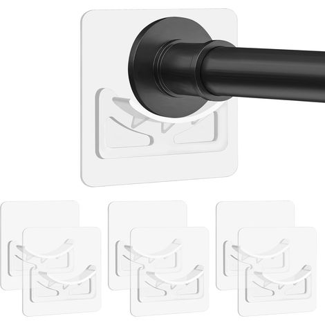 Lot de 6 tringles de douche adhésives à fixation murale extensibles sans perçage, tringle à rideau de douche non incluse