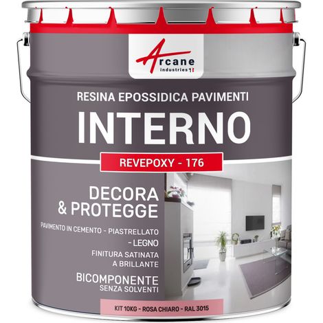Resina Epossidica per pavimenti di cucina e bagno decorativa - REVEPOXY - 176 - 10 kg (fino a 50 m² in 2 strati) Rosa Chiaro - RAL 3015 - ARCANE INDUSTRIES