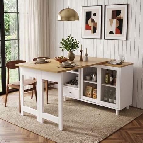 table extensible pliante avec rangement blanc HAVRYA (1/5)