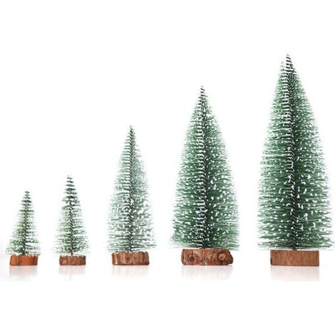Lot de 5 Mini Sapins de Noël en Cèdre Naturel - Petits Sapins de Noël pour Affichage de Table Décoration Festive - Idéaux pour Décoration de Bureau, Table à Manger, Fenêtre et Étagère Pendant la Saiso (1/3)