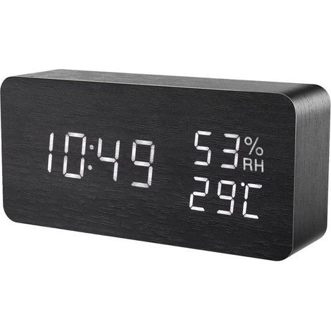 Digital Alarm Clock, LED Alarm Clock with Adjustable Brightness, Temperature and Humidity Display (1/5)