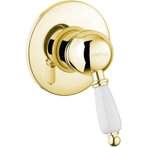 Mitigeur de douche à encastrer KIRKÉ WHITE, 1 sortie, poignée blanche, doré