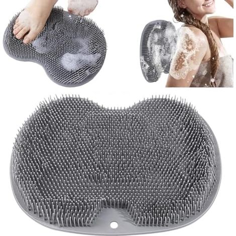 Tapis Silicone Douche, Brosse Pieds Massage, Ventouses Antidérapantes, Gris, Exfoliant Circulation, Bain (1/5)