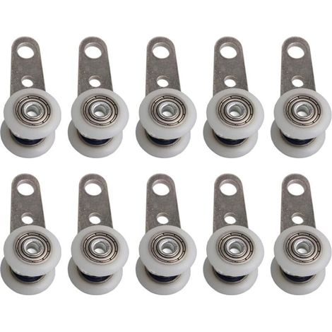 Lot de 10 roulettes pour baies vitrées et portes coulissantes – Métal et plastique – Roulements intégrés – Dimensions 4,5 x 1,9 cm (1/5)