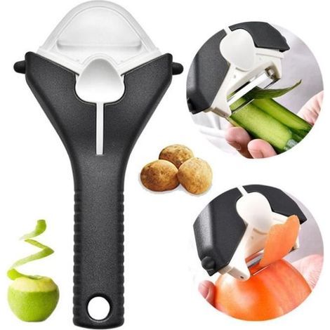 Peeler, Multifunctional Rotary Vegetable Peeler, 3-in-1 Fruit Peeler, For Apples, Cucumbers, Carrots, Potatoes, Tomatoes (1/4)