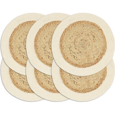 Tischsets 6 Stk. Natur 38 cm Rund Jute und Baumwolle vidaXL