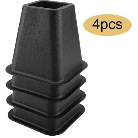 UlisemLot de 4 rehausseurs de meubles de lit très résistants, hauteur 5inch, rehausseurs de meubles réglables pour canapé, table, chaise ou bureau, supporte jusqu'à 500 kg (noir)