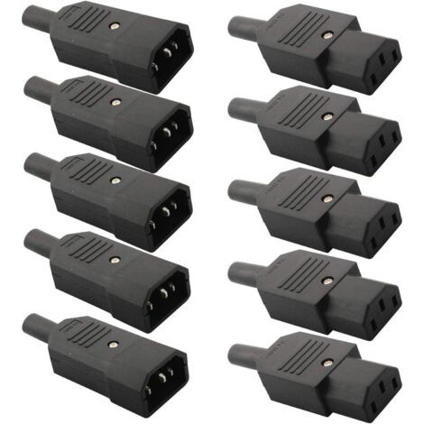 10 Stück Stecker (männlich/weiblich), Wasserkocherstecker, Computer-, Drucker- und Monitorstecker, Netzanschluss 250 V 10 A (lötbar)