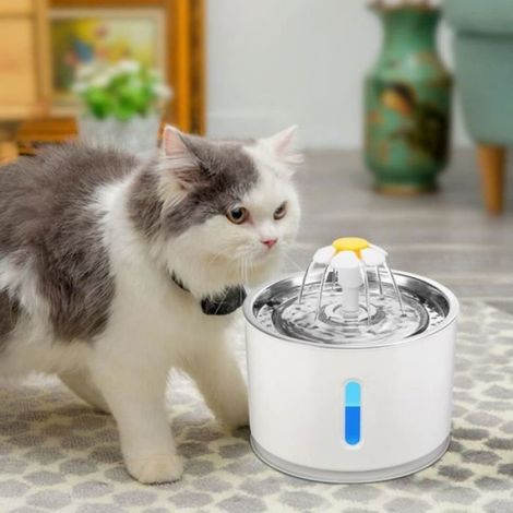 Fontaine à Eau pour Chat et Chien Fleur avec Filtre et LED Lumineuse Inoxydable 24L Fontaine de Filtre Silencieuse Pompe à Eau (1/4)