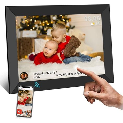 Online Store – Cadre photo numérique WiFi 10.1 pouces – Écran tactile IPS 1280x800 – 32 Go de mémoire – Partage facile via Frameo (1/4)