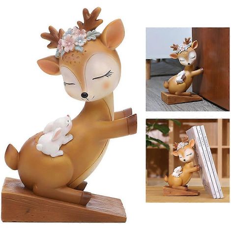 Butée de porte mignonne en forme de cerf sika, cale de porte de sécurité, serre-livres pour la maison ou le bureau (1/4)