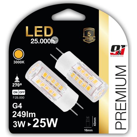 ORION91 Pack x 12 unidades Bombillas Led Bi-Pin Jc Cerámica G4 3w 249lm 3000k 25000h