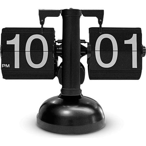 Balance vintage, horloge tournante automatique, salon, bureau, horloge de table, artisanat, alimenté par batterie, format 24 heures (noir) (1/5)