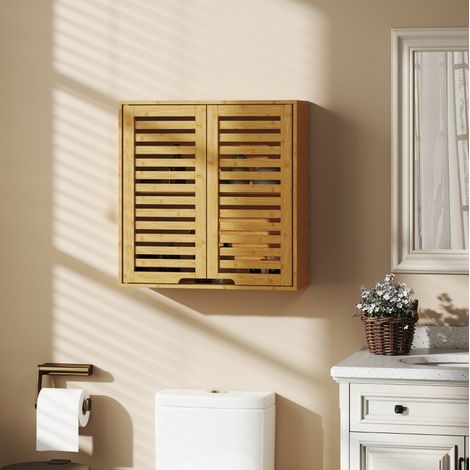 Armario de baño mural de bambú 60 x 20 x 60 cm natural, OKMYHOME (1/5)