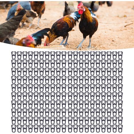 Packung mit 200 Nasenclips aus Kunststoff für Hühner, Hühnernasenringe, Tierbedarf, Geflügelzuchtbedarf, Typ E, schwarz (1/5)