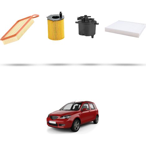 Kit tagliando 4 filtri compatibile con Mazda 2 (DY) 1.4 CD 50kw dal 2003 al 2007 (1/5)