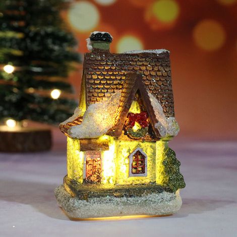 Maisons de village de Noël à piles, décorations électriques de village de Noël, bâtiments illuminés, décorations de Noël à LED, couverture de neige G (1/5)