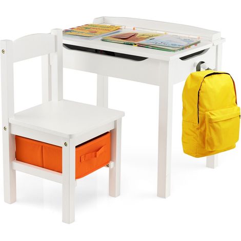 2PCS Kids Table & Chair Set Toddler Play Furniture Flip Top Toddler Study Desk (1/5)