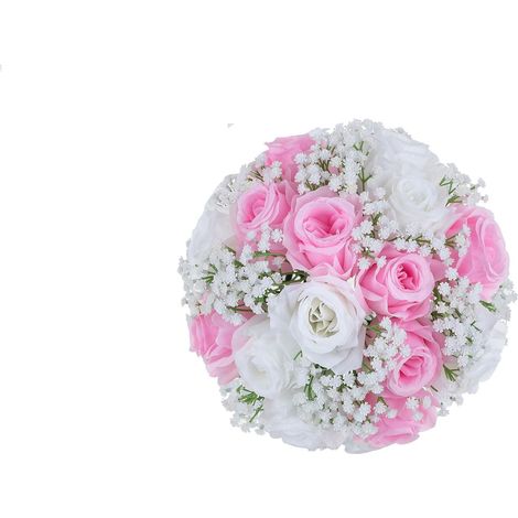 Künstliche Blumenkugel für Tischdekoration bei Hochzeiten – Rote Rosen und Schleierkraut – Seiden-Tischdekoration für Feiern zu Hause – DIY-Blumenarrangement – 1 Stück