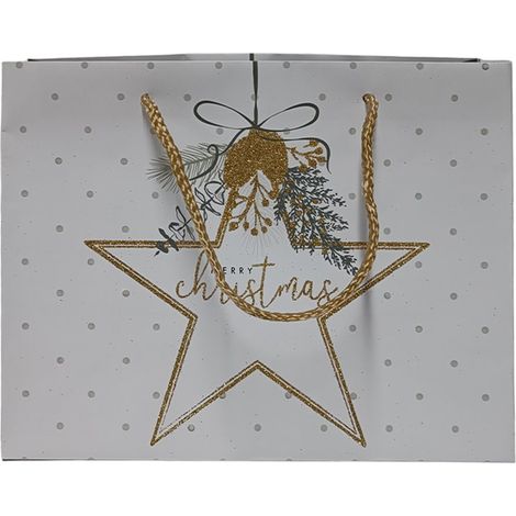 Busta regalo natalizia con scritta "Merry Christmas" per regali da 23 x 18 cm -Verde Scuro (1/4)