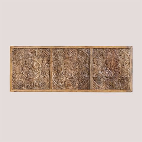 Sklum – Tête de lit en manguier 150 cm – Sculptures artisanales uniques – Design contemporain – Dimensions 60x160x3 cm – Pour chambre élégante