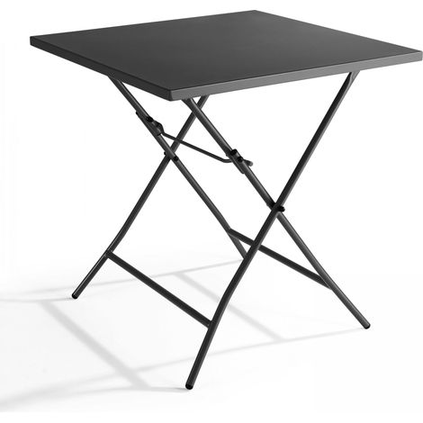 Table de jardin pliante carrée en acier gris - Palavas