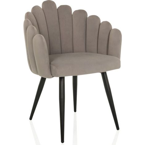 [GEBRAUCHT] B-Ware hjh LIVING SCALLORE Esszimmerstuhl Muscheloptik Grau gepolstert 84cm hoch (1/2)