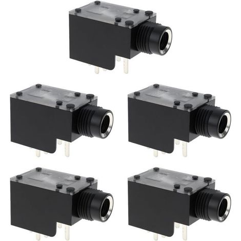 5pcs Prises Jack Stéréo 6,3 Mm 7 Broches pour Amplificateur Audio Double Canal pour Casque Microphone Haut-parleurs (1/5)