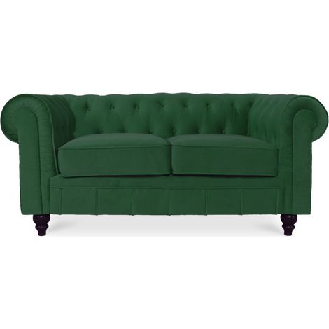 Canapé Chesterfield Velours 2 Places Altesse Vert (1/3)