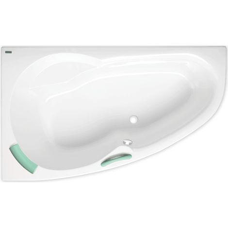 Siko – Baignoire d'angle 140 x 95 cm LU1400L – Acrylique blanc – Orientation gauche – Gain de place – Forme asymétrique