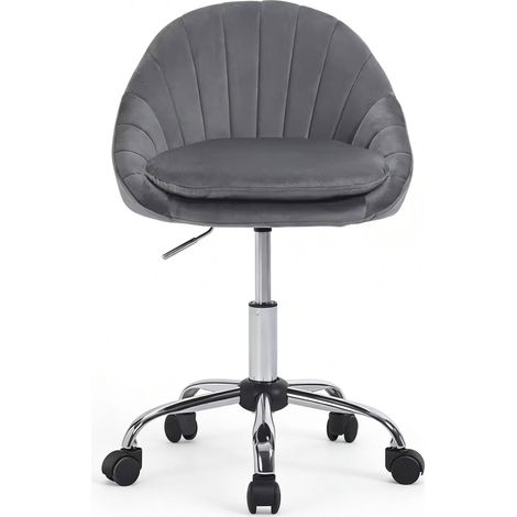 Silla de oficina giratoria de terciopelo gris oscuro regulable en altura con ruedas MODENUIT (1/5)