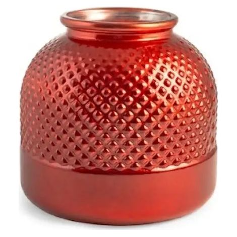 Vaso in vetro RYC a rombi rosso metallizzato 24 cm (1/3)