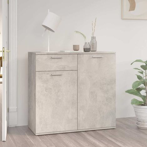 Buffet - Armoire de rangement Enfilade Gris béton 80x36x75 cm Aggloméré BV955280 - BonneVie (1/5)