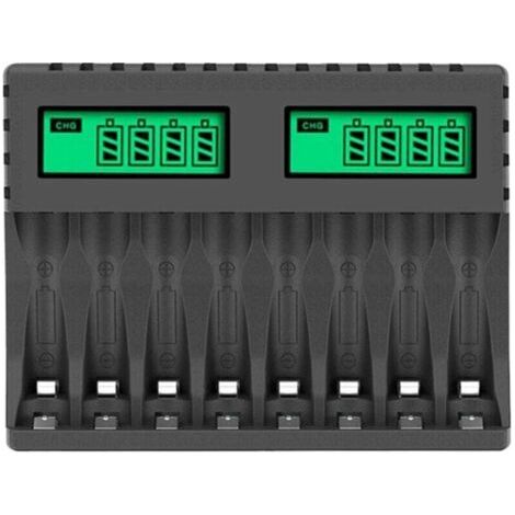 Chargeur de batterie intelligent à 8 emplacements avec écran LCD pour piles rechargeables AA/AAA NiCd NiMh, chargeur de piles AA AAA