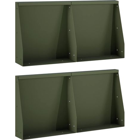 vidaXL Muro de Contención 4 uds. 40 x 12 x 40 cm Acero Verde oliva (1/5)