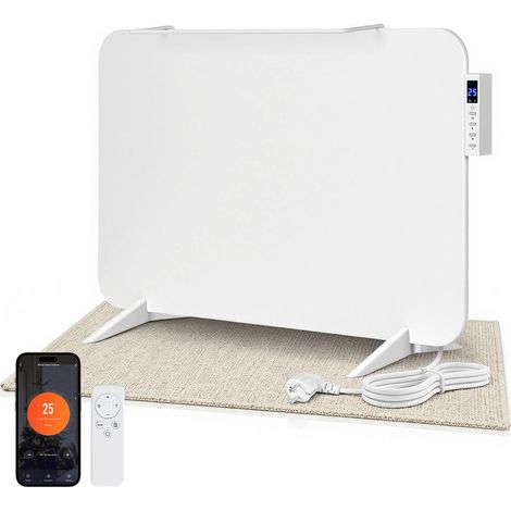 TolleTour Infrarotheizung 450W mit WiFi, Thermostat, Fernbedienung und Handtuchhalter, Wand- oder Standmontage, IP44, Weiß, Paneel 45 x 70 x 1.3 cm (1/5)