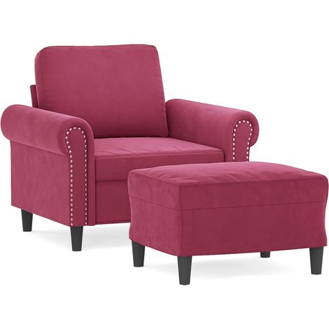 Maison Exclusive - Sessel mit Hocker Weinrot 60 cm Samt