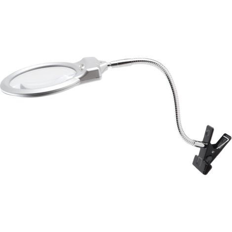 Loupe à pince avec double lentille (grossissement 2x et 6x), flexible et 2 LED intégrées. (1/5)