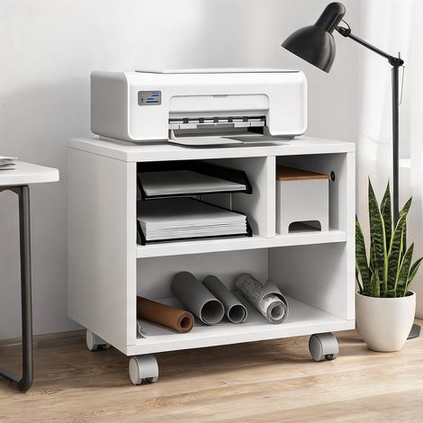 Meuble de rangement de bureau blanc 40 x 30 x 36 cm (1/5)