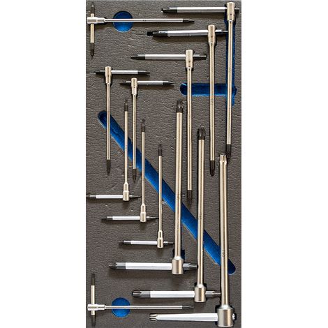 Juego de 13 llaves torx en t6-t50 en termoformado suave Fervi TM01/009