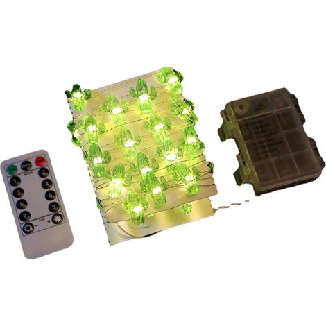 Guirlande Lumineuse Cactus - 40 LED Blanc Chaud - 4,2 M - Étanche - Fonctionne Sur Piles - 8 Modes - Télécommande Incluse - Décoration Intérieure Extérieure (1/5)
